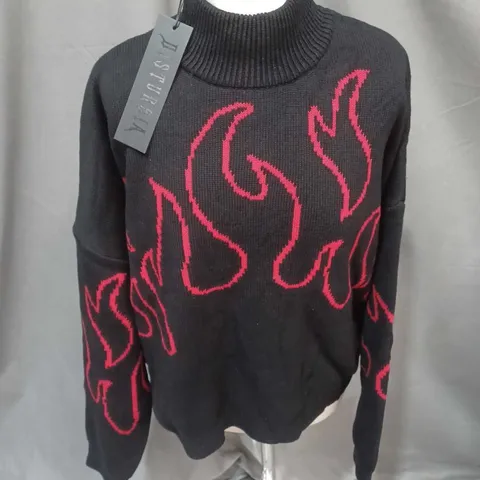 DISTURBIA BLAZE JUMPER IN BLACK/RED SIZE L