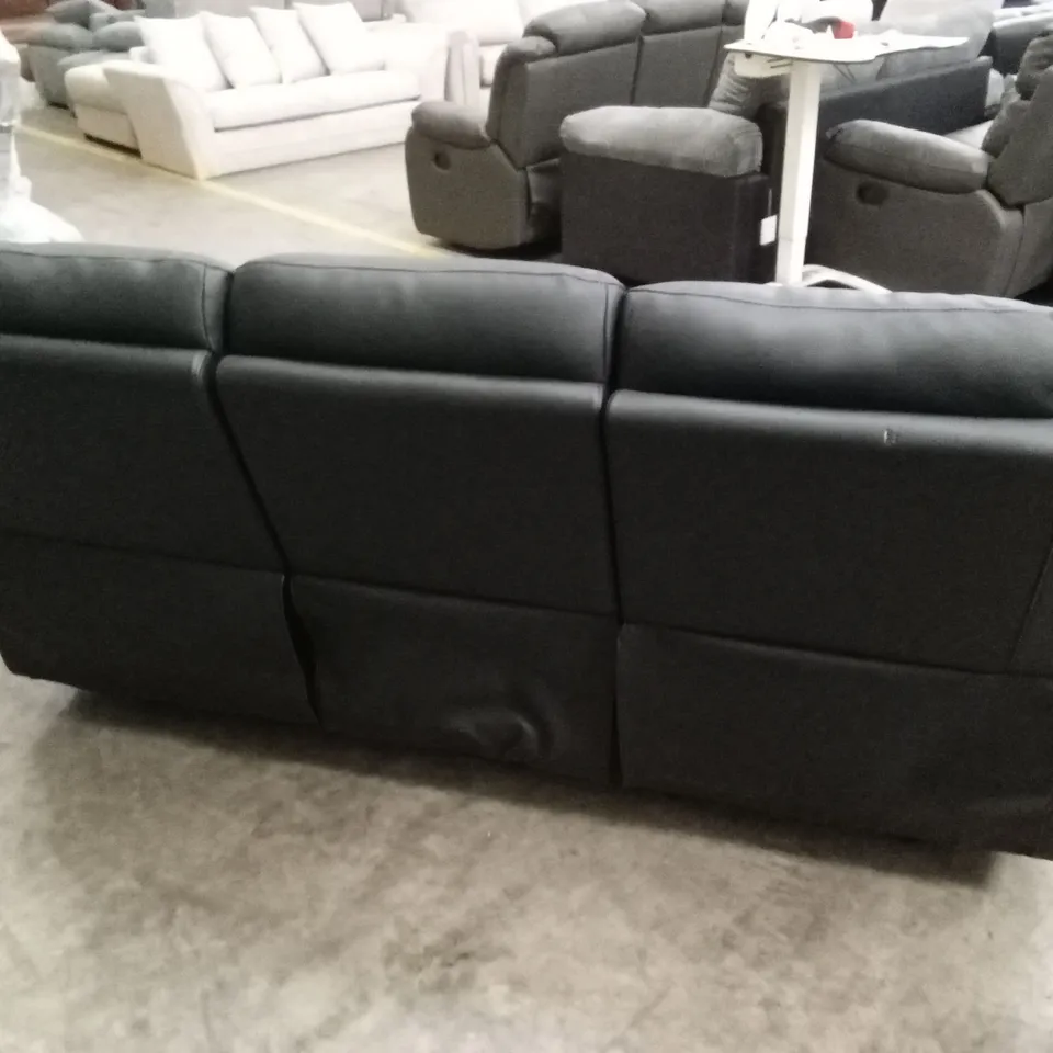 ALBION LUXURY FAUX LEATHER 3 SEATER HIGH BACK MANUAL RECLINER SOFA - BLACK RRP £749