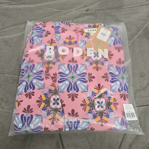 BAGGED BODEN TIERED POPLIN MAXI DRESS – FORMICA PINK, BLOOM MOSAIC, UK 12R