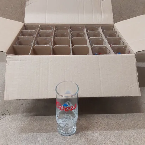 BOX OF APPROXIMATELY 19x COORS 10oz NUCLEATED HALF PINT GLASSES