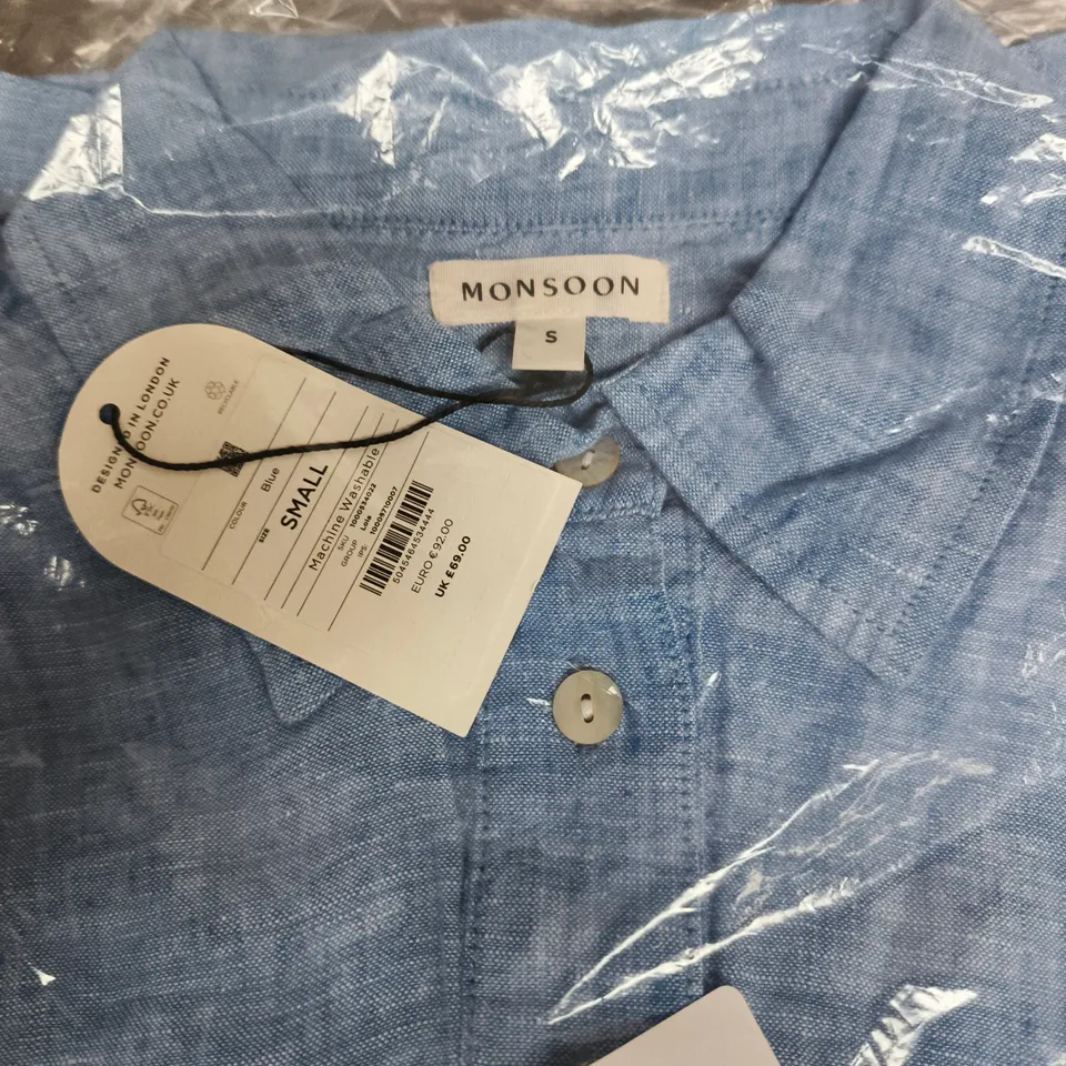MONSOON BLUE WOMEN'S BUTTON-DOWN SHIRT - UK SIZE S (SMALL)