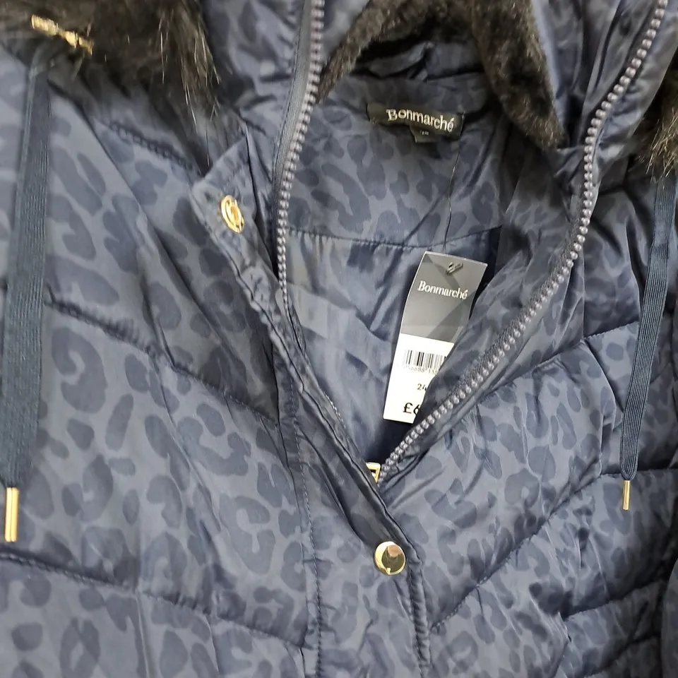 BONMARCHE ANIMAL PRINT LONG PADDED COAT - SIZE 24 