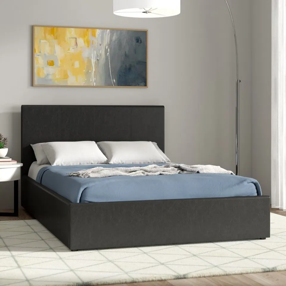 DENZELL UPHOLSTERED OTTOMAN BED- BLACK 2 BOXES