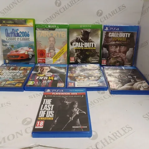 BOX OF 9 ASSORTED PS4/XBOX VIDEO GAMES TO INCLUDE FAR CRY 6, THE LAST OF US REMASTERED, CALL OF DUTY INFINITE WARFARE ETC