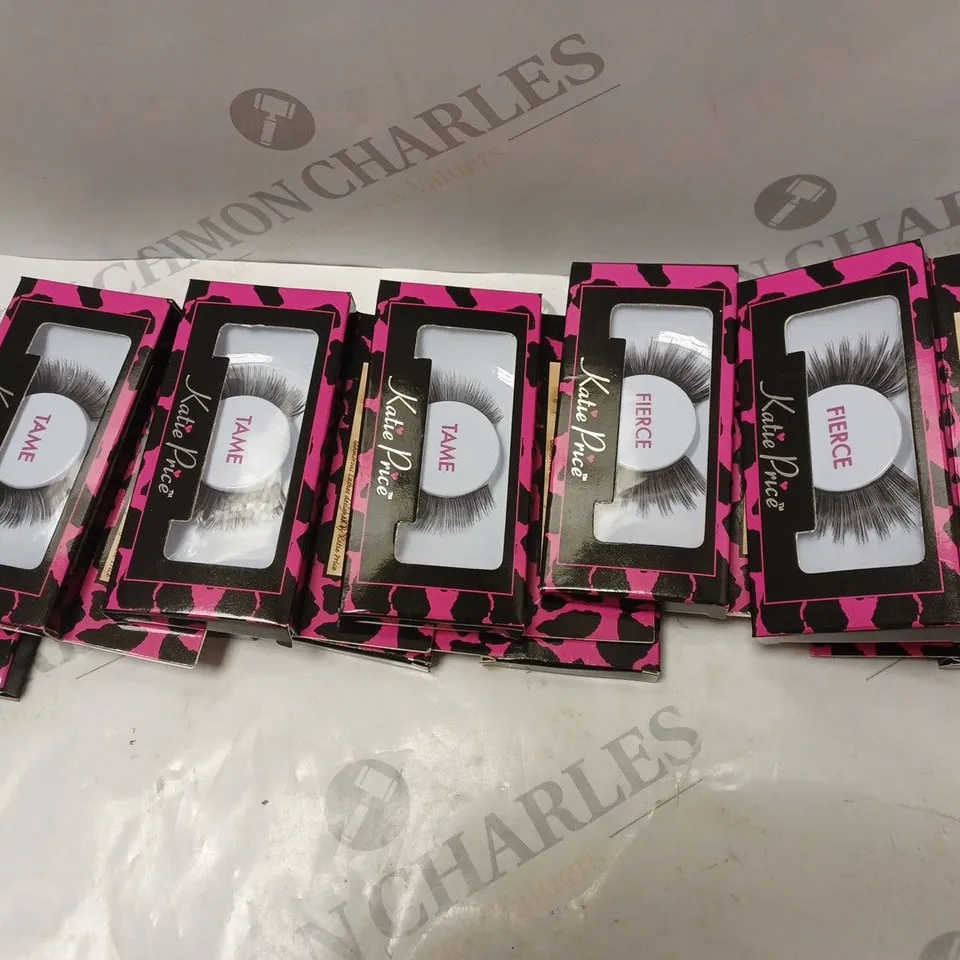 BOX OF APPROXIMATELY 24 PACKS OF KATIE PRICE GLAMOROUS DESIGN LASHES WILD, FIERCE AND TAME