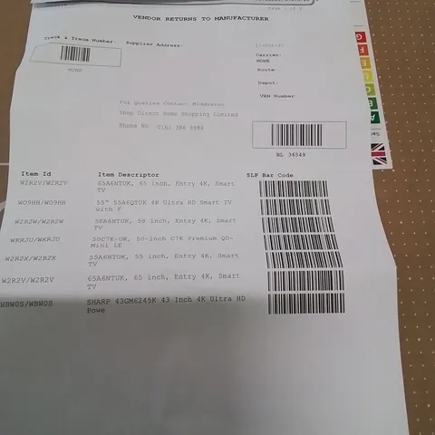 PALLET CONTAINING APPROXIMATELY 9 DAMAGED TVS