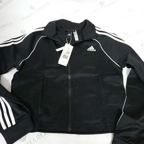 ADIDAS TEAMSPORT CROPPED BLACK TRACKSUIT TOP - SIZE L