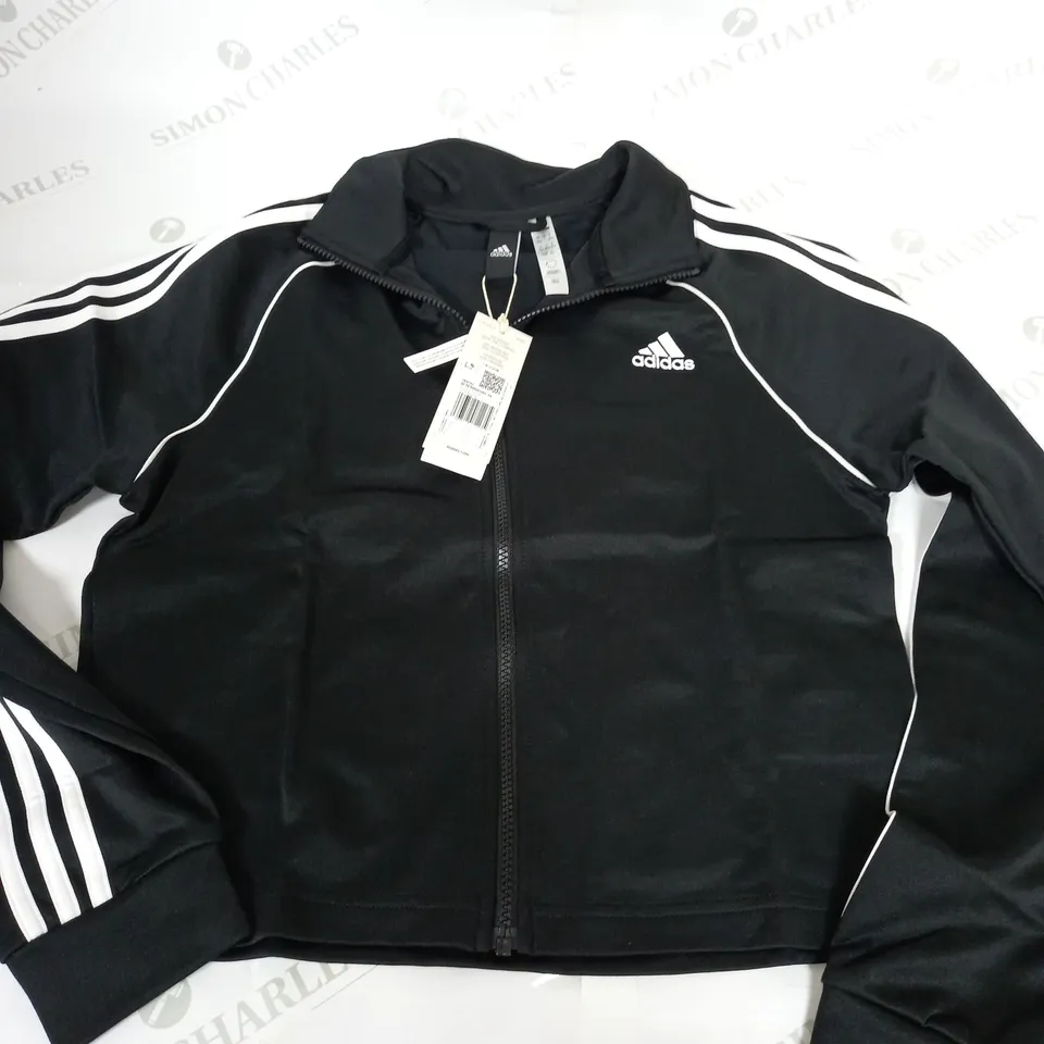 ADIDAS TEAMSPORT CROPPED BLACK TRACKSUIT TOP -  SIZE L