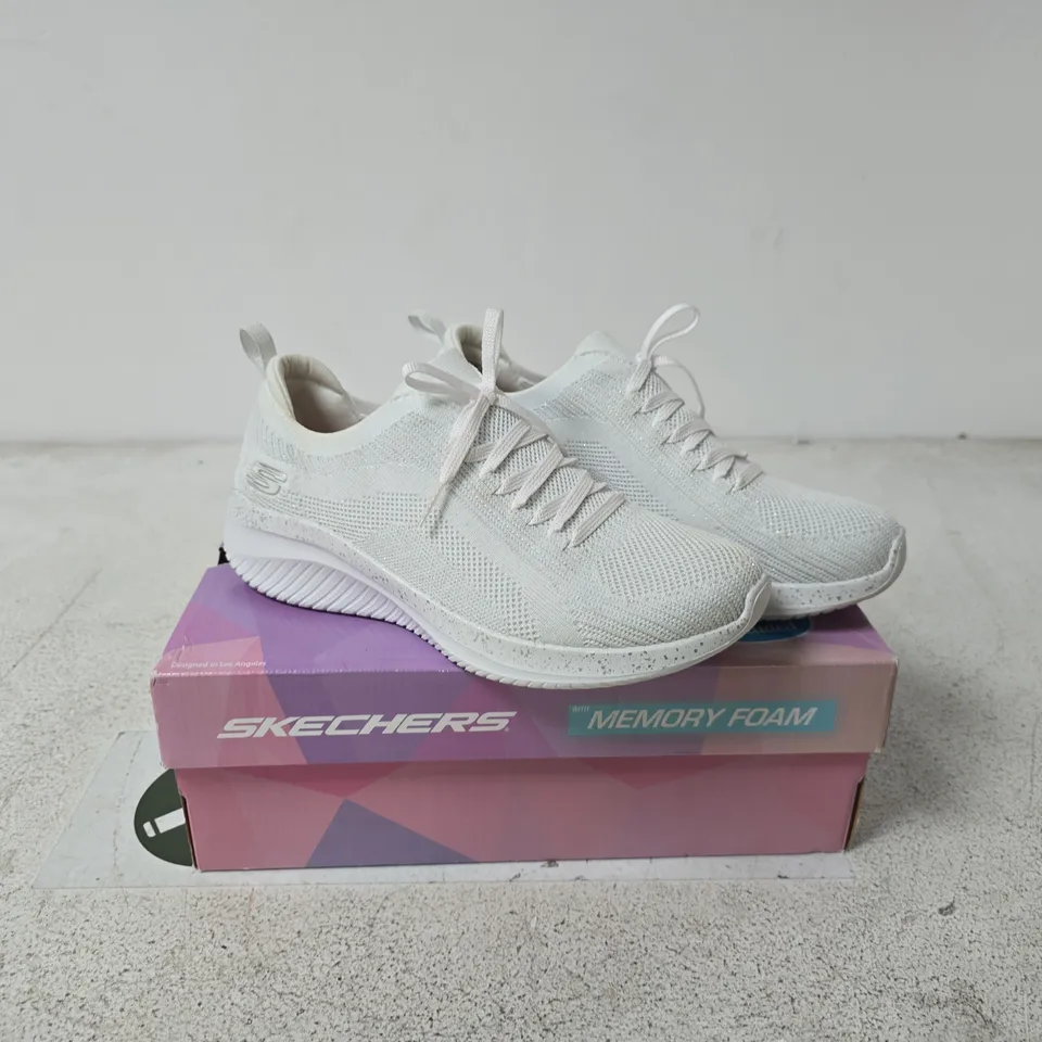 PAIR OF SKECHERS ULTRA FLEX 3.0 LET'S DANCE SLIP ON TRAINERS IN WHITE SIZE 6