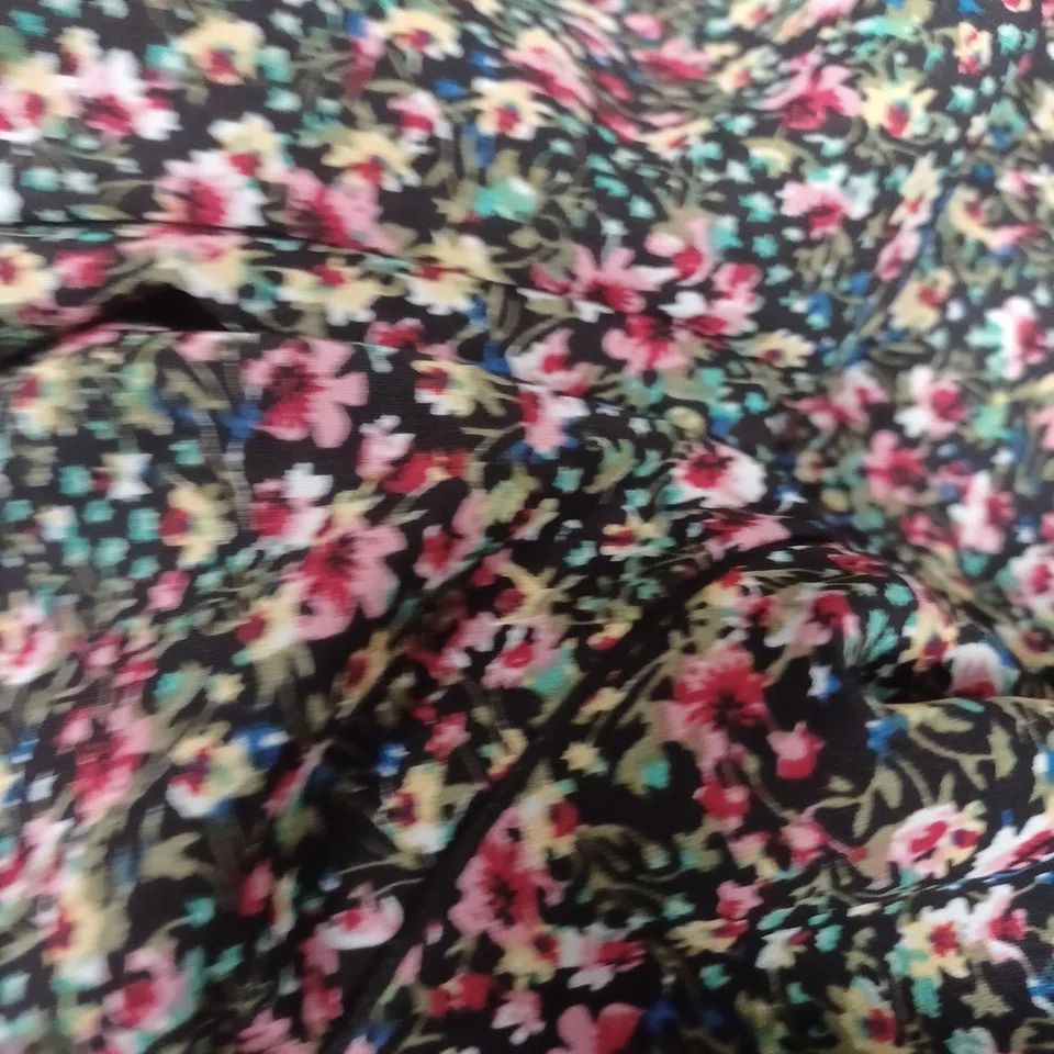 AX PARIS RUFFLE SHORT SLEEVE V NECK JUMPSUIT, MULTICOLOUR - UK SIZE 12