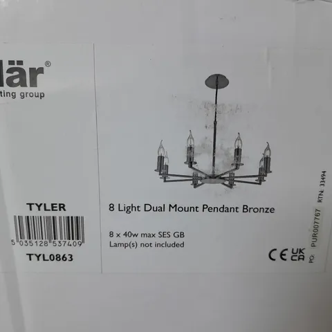 BOXED DAR LIGHTING TYLER 8-LAMP DUAL MOUNT PENDANT LIGHT IN BRONZE