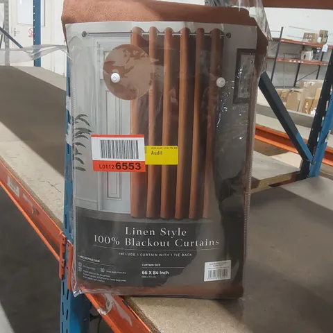 BAGGED LINEN STYLE 100% BLACKOUT CURTAINS - 168 x 213cm