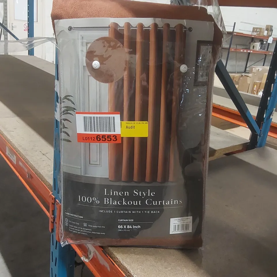 BAGGED LINEN STYLE 100% BLACKOUT CURTAINS - 168 x 213cm