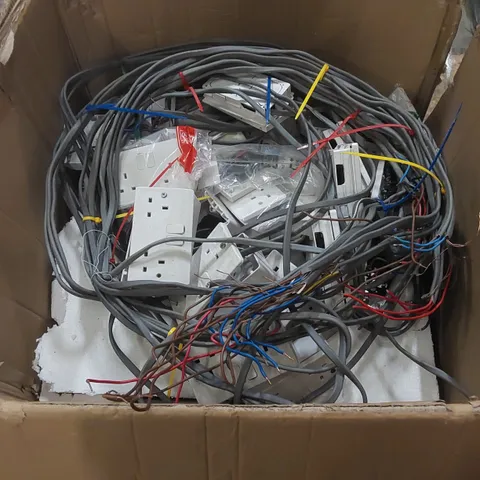 BOX CONTAINING A LARGE ASSORTMENT OF ELECTRICAL PARTS ECT