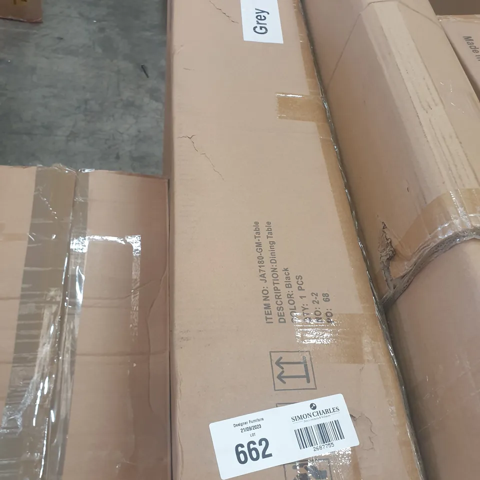 BOXED BUTTERFLY LEAF DINING TABLE FOR 6-8 PEOPLE (INCOMPLETE. ONE BOX ONLY, BOX 2 OF 2)