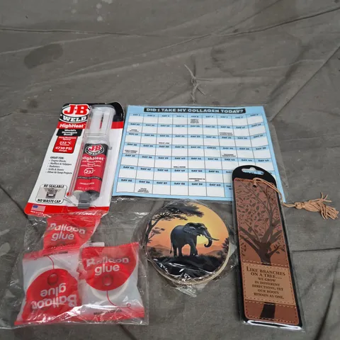 APPROXIMATELY 15 ASSORTED HOUSEHOLD ITEMS TO INCLUDE LIFE BRANCHES BOOKMARK, WILDLIFE COASTERS AND BALLOON GLUE