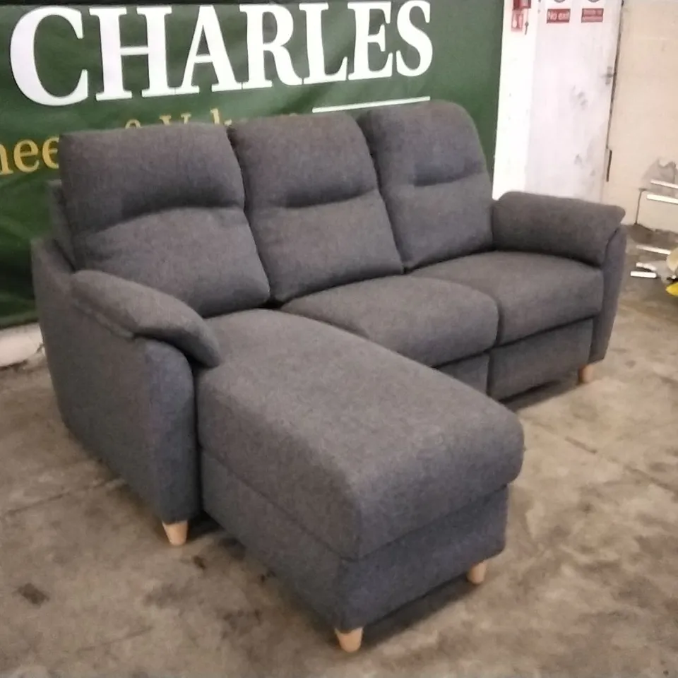 QUALITY BRITISH DESIGNED & MANUFACTURED G PLAN SPENCER 3 SEATER SOFA WITH CHAISE SECTION ROCHE SLATE FABRIC