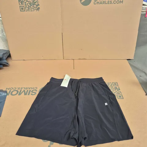 SWEATY BETTY  BLACK SWIM SHORTS – UK 12 (EU 40) WITH DRAWSTRING, TAG ATTACHED