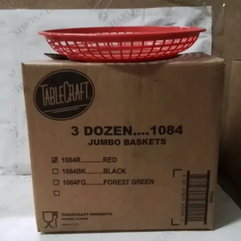 BOXED TABLECRAFT 3 DOZEN JUMBO BASKETS RED
