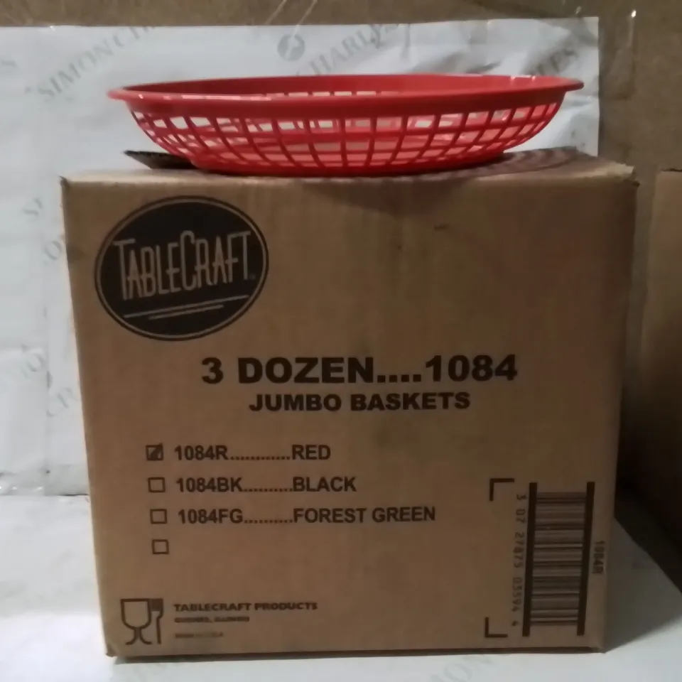 BOXED TABLECRAFT 3 DOZEN JUMBO BASKETS RED 