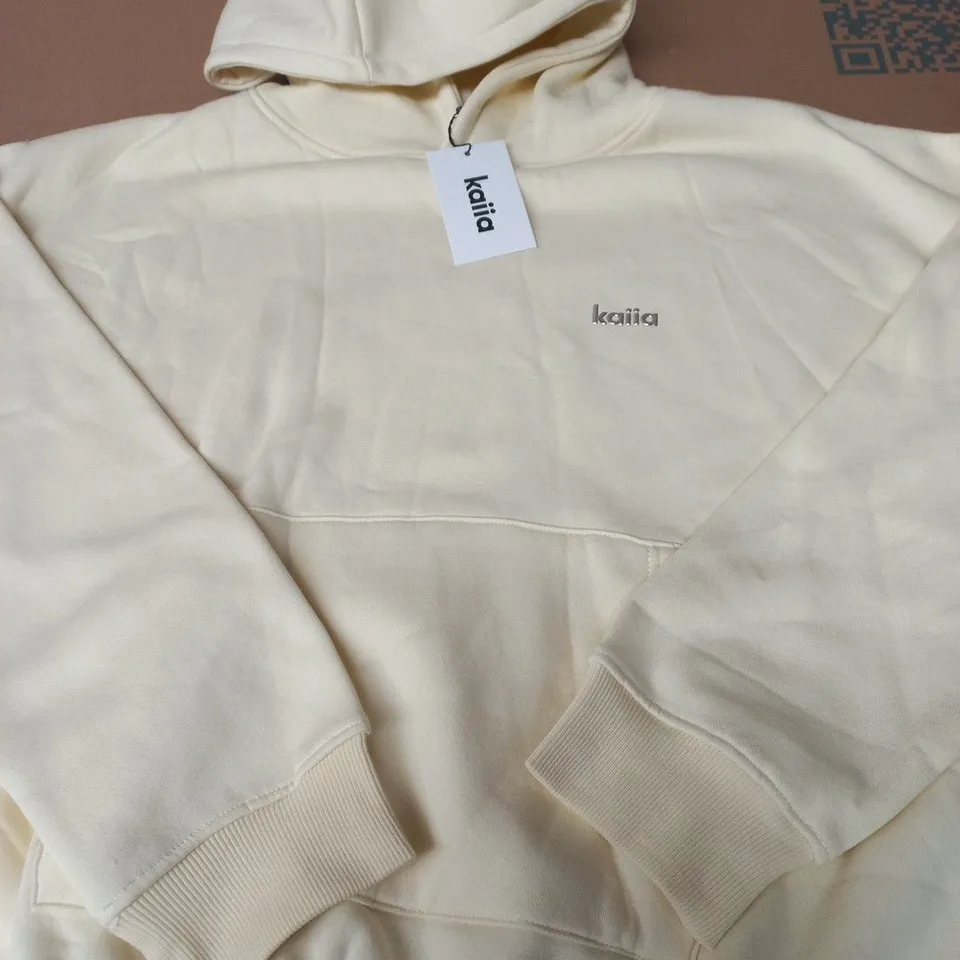 KAIIA CHROME LOGO OVERSIZED HOODIE – LEMON – UK 14
