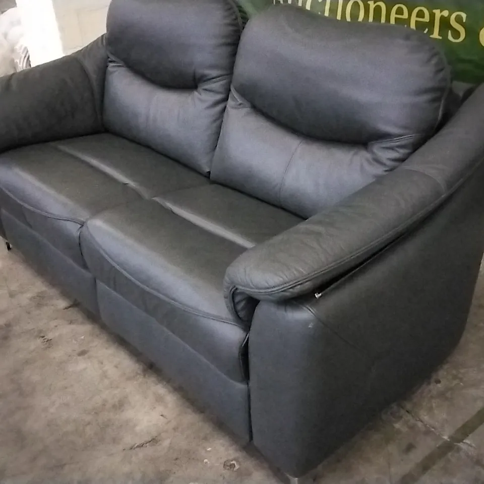 QUALITY BRITISH DESIGNED & MANUFACTURED G PLAN JACKSON 3 SEATER SOFA CAMBRIDGE PETROL BLUE LEATHER 