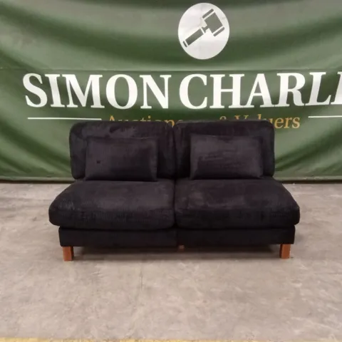 DESIGNER BLACK CORDUROY FABRIC ARMLESS SOFA