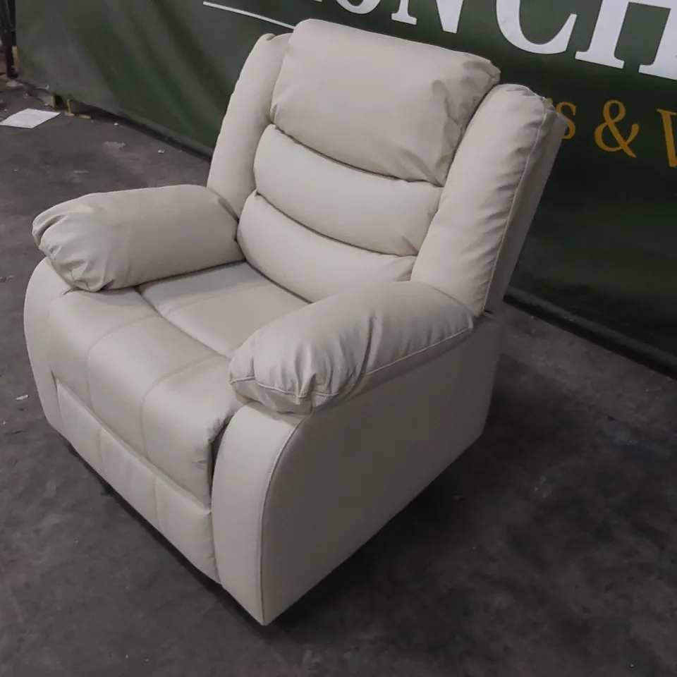 DESIGNER MANUAL RECLINING ARMCHAIR - CREAM