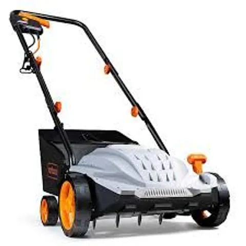 BOXED VONHAUS LAWN SCARIFIER, AERATOR & GRASS RAKE ELECTRIC 1500W, DETHATCH/RAKE GRASS, AERATES SOIL, 30L BOX, 10M CABLE, 4 HEIGHTS