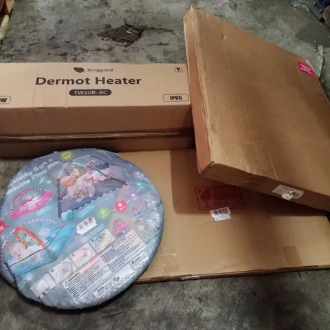 PALLET CONTAINING ASSORTED PRODUCTS INCLUDING DERMOT HEATER, FOLDABLE PLAY MAT,  CLOTHES AIRER, FRAMELESS MIRROR 