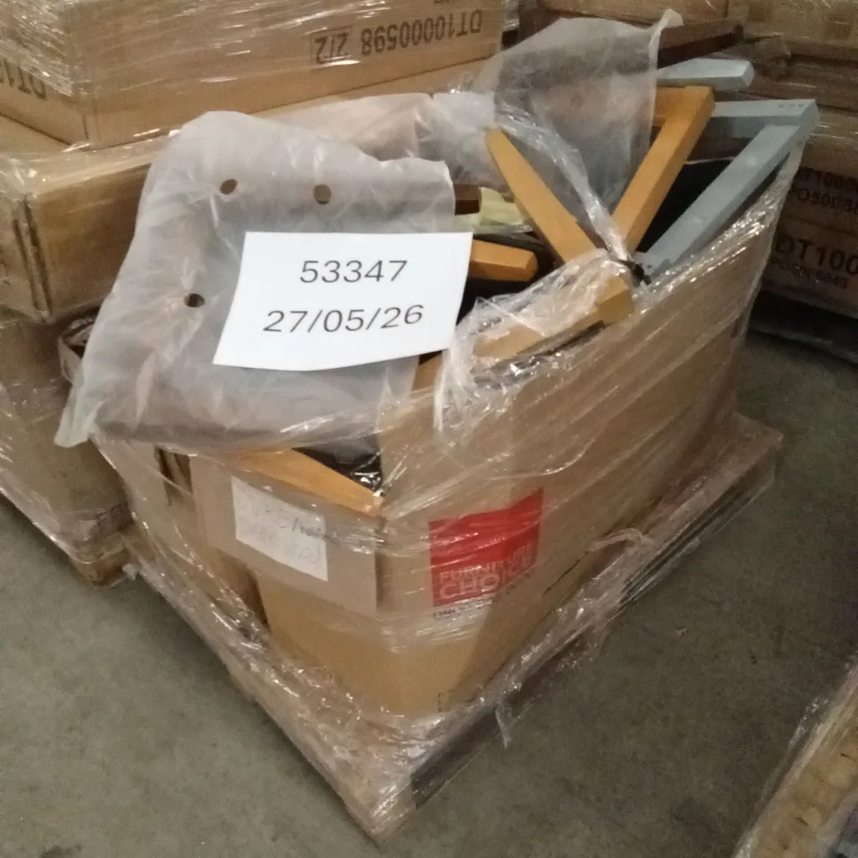 PALLET OF ASSORTED INCOMPLETE DESIGNER DINING CHAIR PARTS AND PIECES