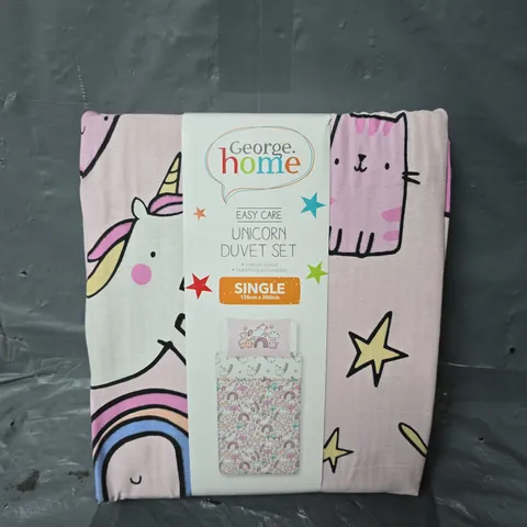 EASY CARE UNICORN DUVET SET - PINK - SINGLE