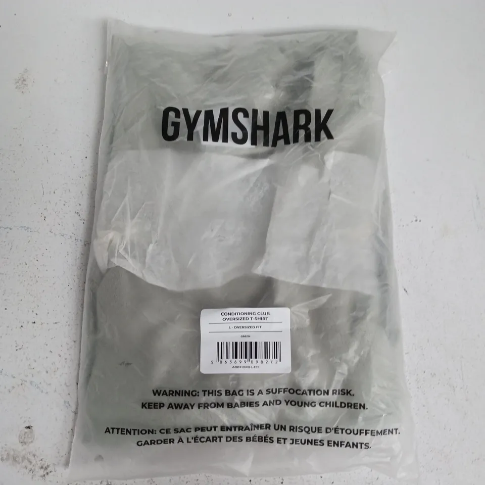 BAGGED GYMSHARK CONDITIONING CLUB OVERSIZED T-SHIRT IN GREEN - LARGE