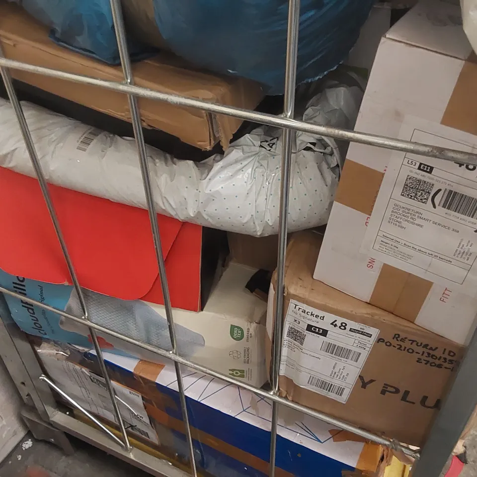 CAGE OF ASSORTED CONSUMER PRODUCTS INCLUDING: CLOUD PILLOW, CAR PARTS ECT // CAGE NOT INCLUDED 