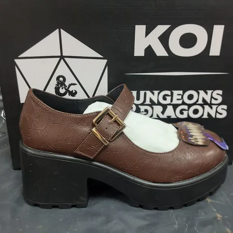 BOXED BRAND NEW KOI D&D TIRA MARY JANE SHOES IN BROWN - UK 5