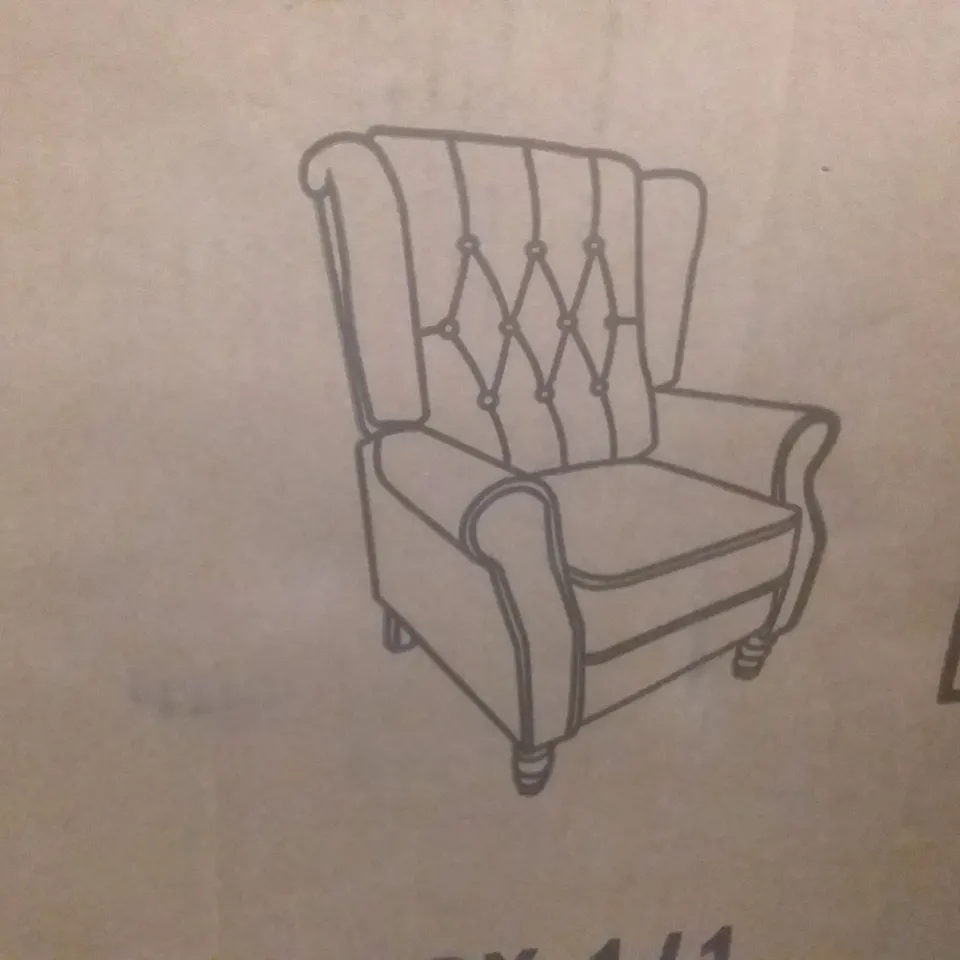 BOXED GREY LINEN PUSH BACK RECLINING ARM CHAIR