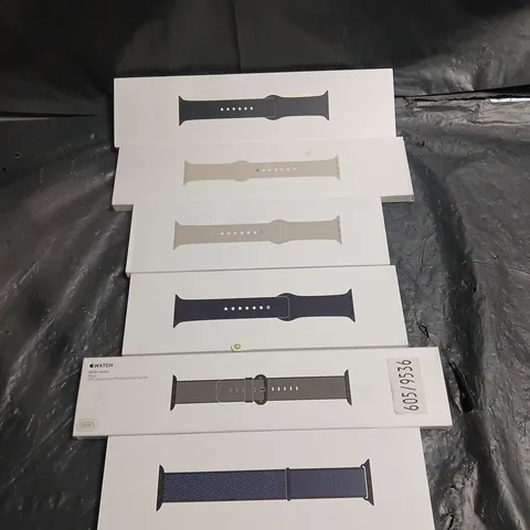 LOT OF 6 APPLE WATCH SPORT BANDS IN ASSORTED COLOURS AND SIZES