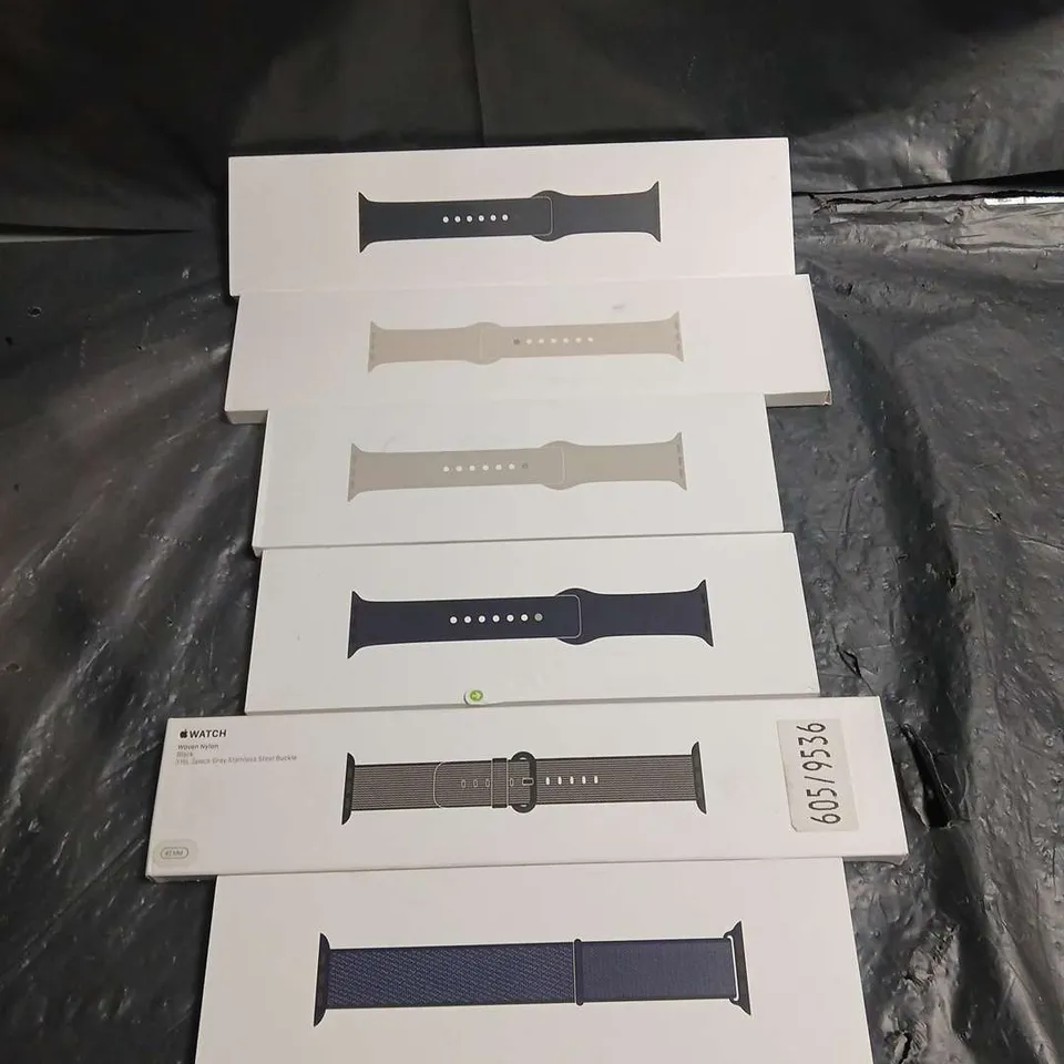 LOT OF 6 APPLE WATCH SPORT BANDS IN ASSORTED COLOURS AND SIZES
