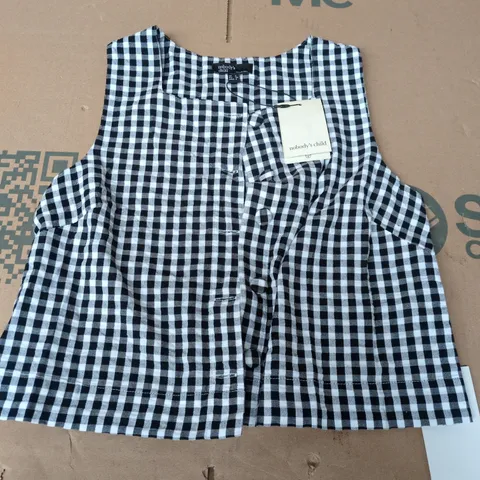 NOBODYS CHILD SAMMIE BUTTON FRONT TANK IN BLACK/WHITE - UK 6