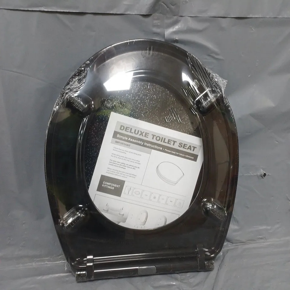 BOXED HOME BLACK GLITTER TOILET SEAT 