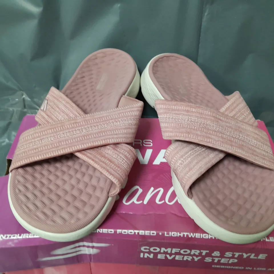 BOXED SKECHERS GO WALK FLEX SANDALS IN PINK - SIZE 5