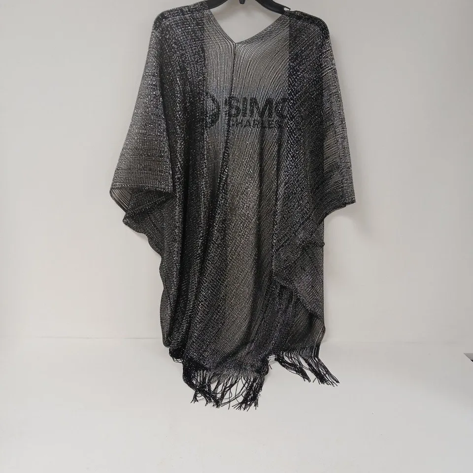 XANDER KOSTROMO VISCOSE METALLIC TASSEL KIMONO BEACH COVER UP IN BLACK 