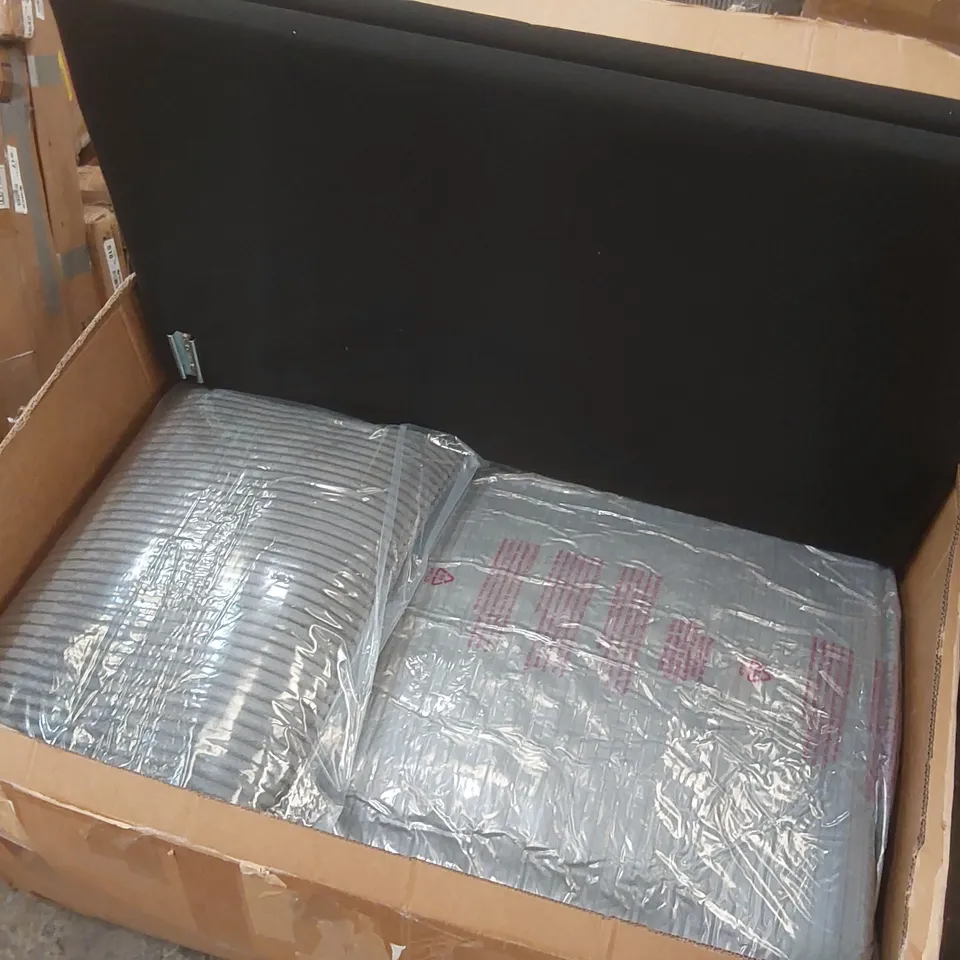 BOXED DESIGNER DARK GREY UPHOLSTERED SOFA