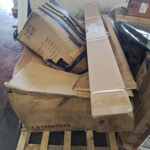PALLET CONTAINING VARIOUS FURNITURE PARTS AND A SWING ARM