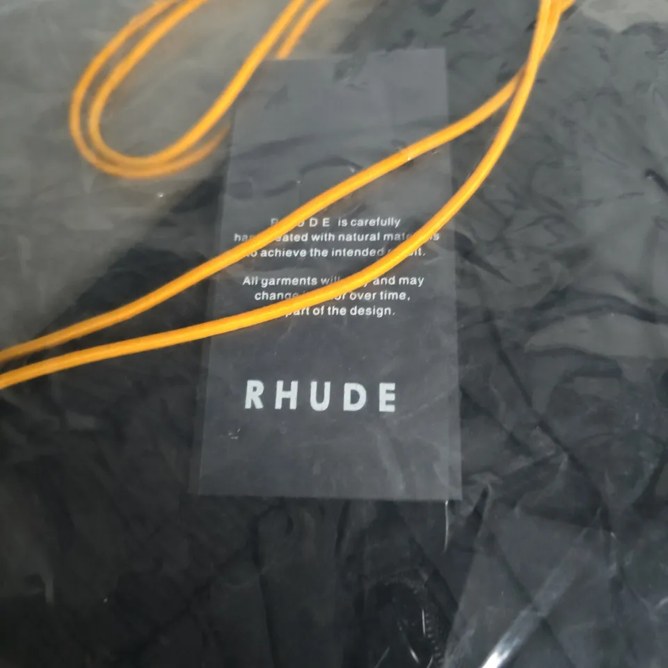 RHUDE BLACK SWIM SHORTS ORANGE DRAWSTRINGS – SIZE M