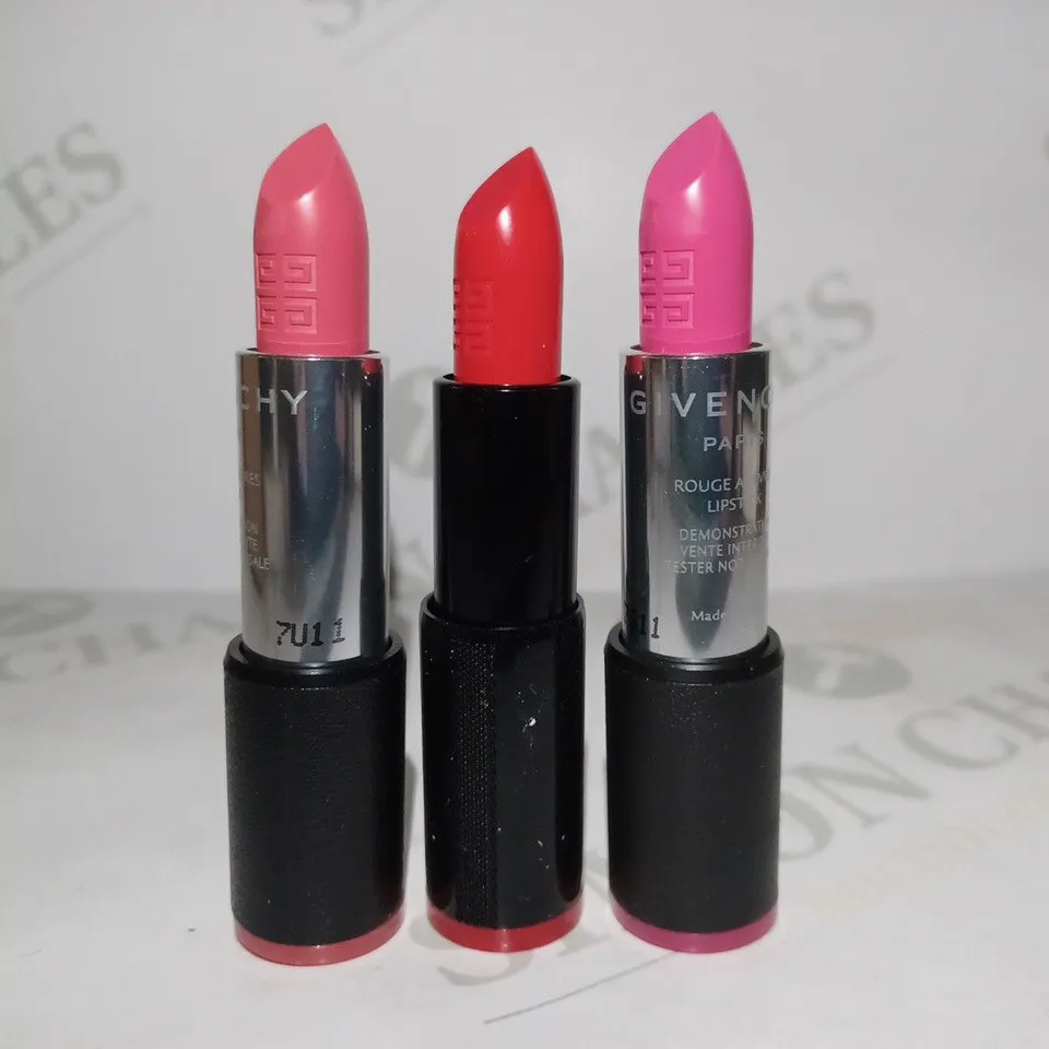 BOX OF APPROX 10 ASSORTED GIVENCHY TESTER LIPSTICKS - ROSE PERFECTO ROUGE INTERDIT, ROSE DRESSING, ETC