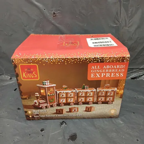 BOXED THREE KINGS GINGERBREAD TRAIN LIGHT UP ADVENT CALENDAR