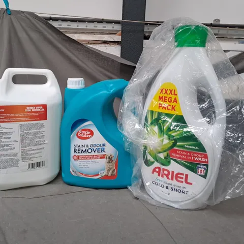 LOT OF 3 HOUSEHOLD LIQUIDS TO INCLUDE STAIN & ODOUR REMOVER, WEED KILLER AND ARIEL LAUNDRY LIQUID