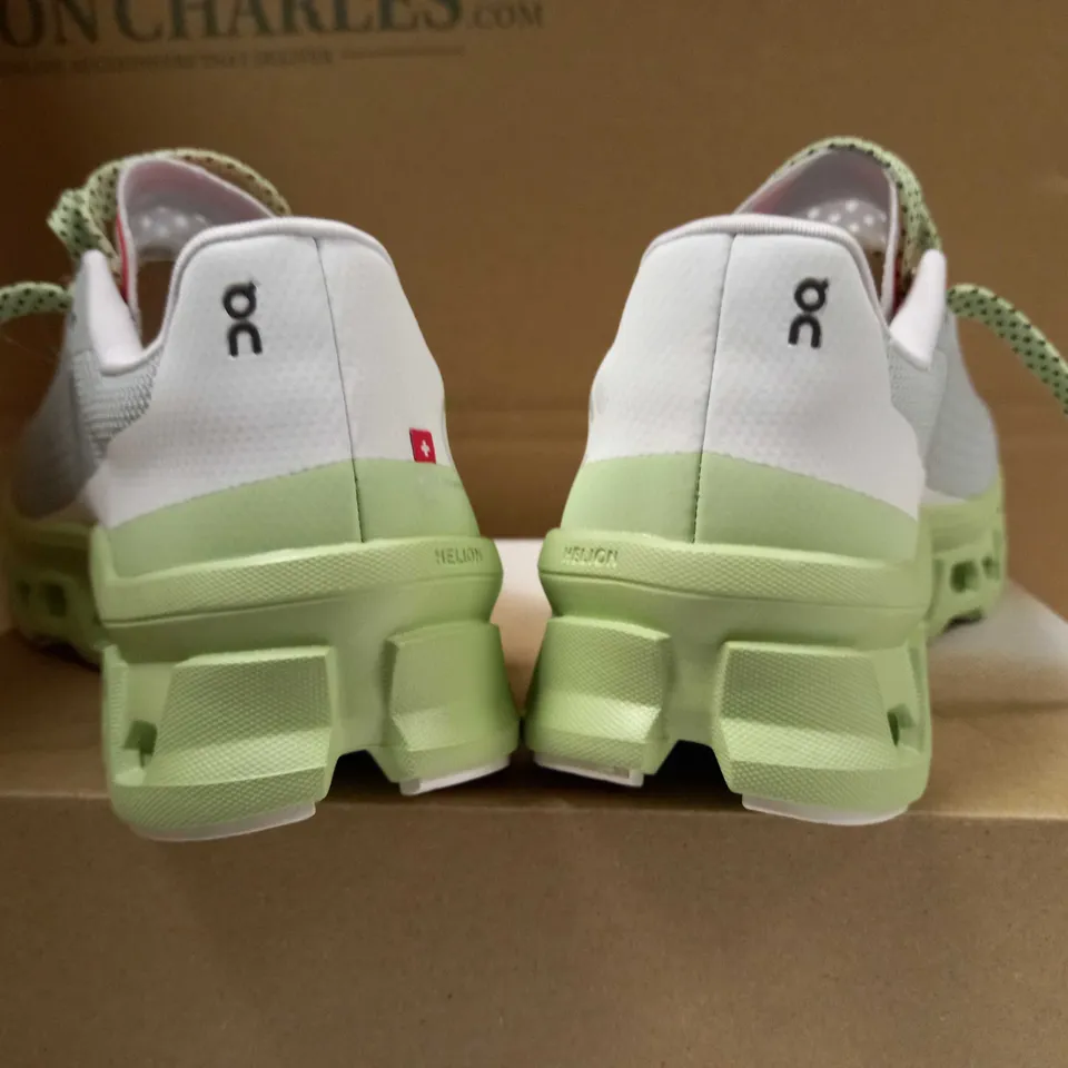 BOXED PAIR OF QC CLOUDMONSTER CLACIER/MEADOW TRAINERS - SIZE 6.5