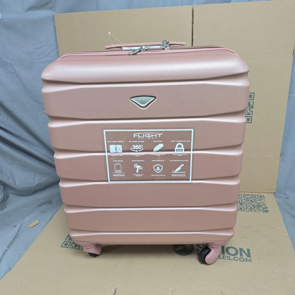 FLIGHT KNIGHT ROSE-GOLD HARD-SHELL LUGGAGE SUITCASE WITH 4 WHEELS